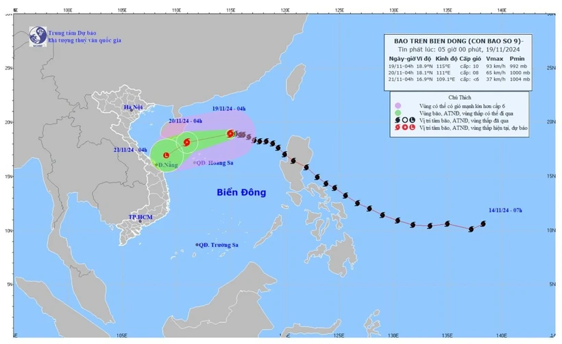 Bão số 9 đi vào khu vực Bắc Biển Đông và suy yếu thêm